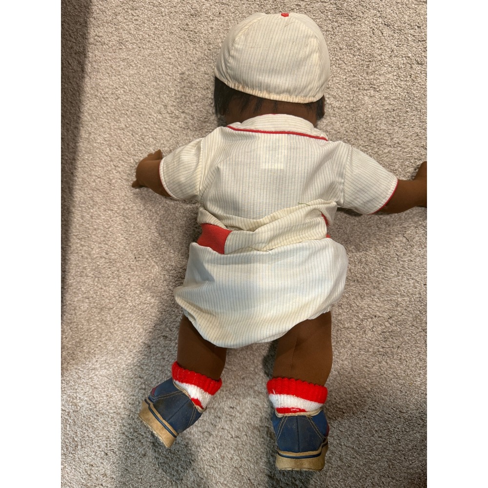 Vintage Reggie Baseball Doll "Go Team" Outfit Red Trim anatomical boy - Picture 4 of 6